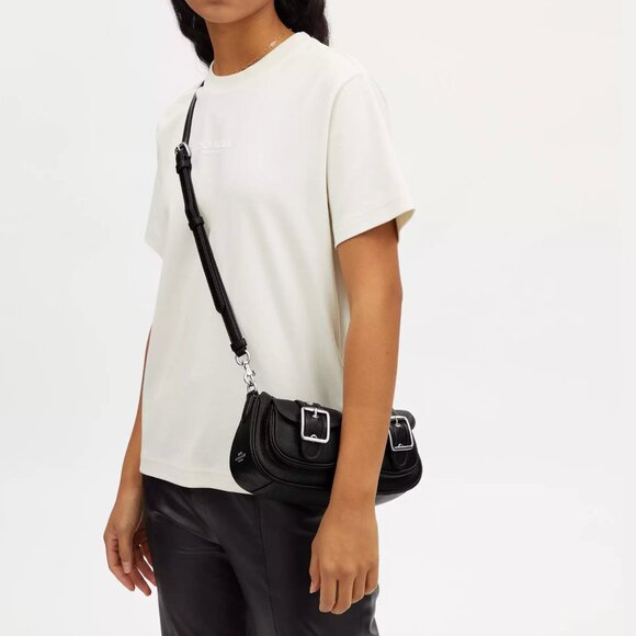 NWT Coach CM079 Leather Ashton Baguette shoulder bag Silver Black *SEALED* - Picture 2 of 10